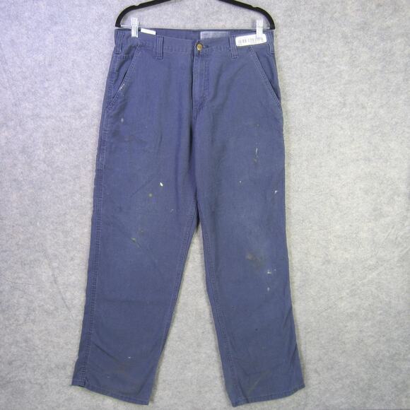 Carhartt Carpenter Pants Mens 32x30 Blue Dungaree Fit Workwear Relaxed - Picture 1 of 12